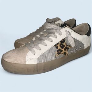 ShuShop Women's Sneakers with Leopard Accent
